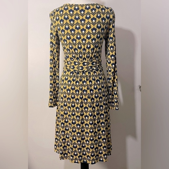 Boden Abigail Jersey Dress in Saffron Navy Yellow Floral size 4 - Picture 9 of 16